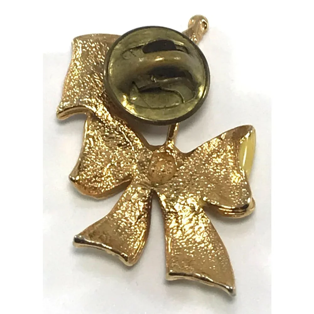 Enamel Patriotic American Flag and Yellow Ribbon Tie Tack Lapel Pin Gold Tone